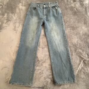 NVFelix Women's Blue Straight Leg Jeans 75% Cotton Denim 5-Pocket Button Zip